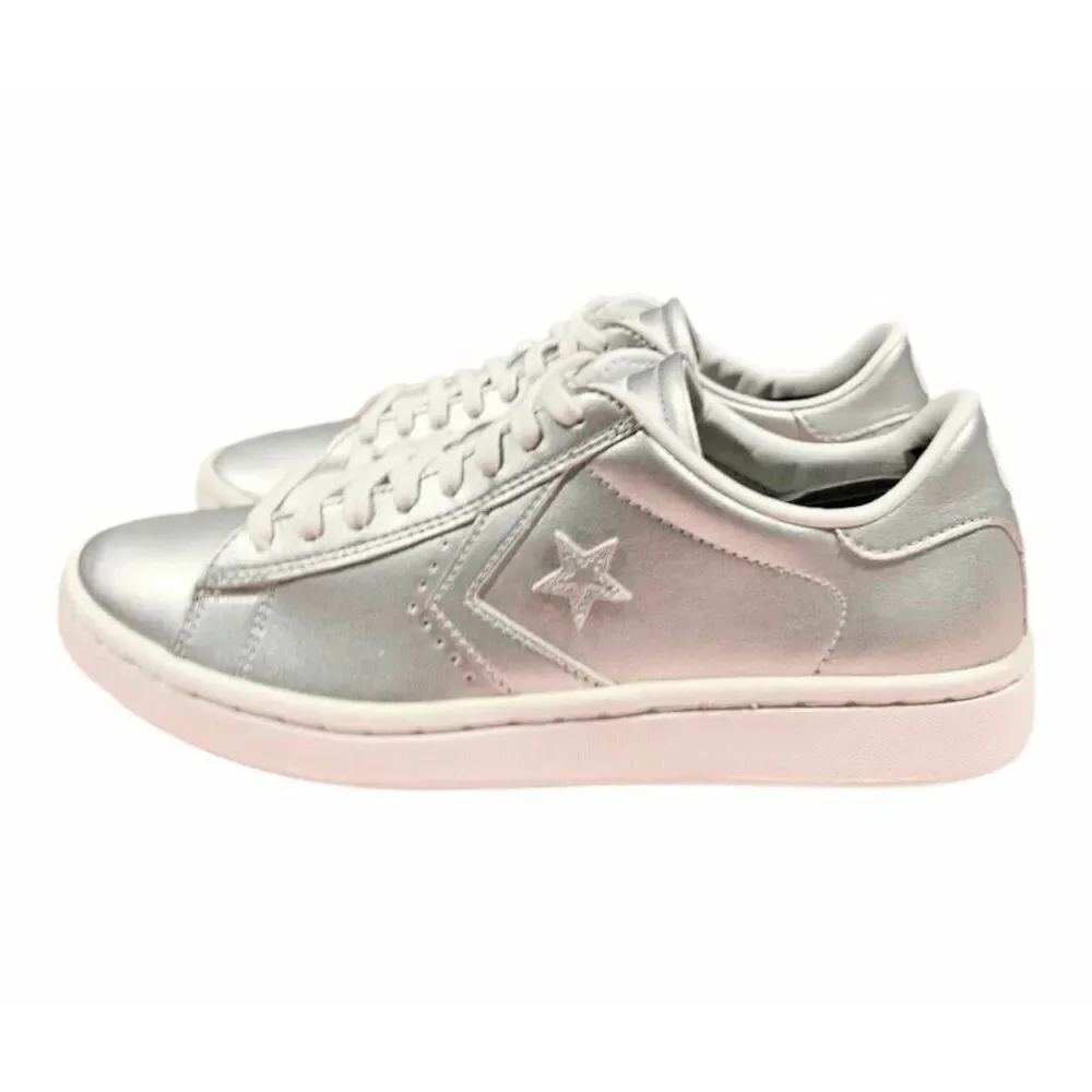 NWOB CONVERSE Pro Leather Low 'Silver' Sneaker Size 6.5